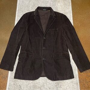 J. Crew Men's Deep Brown 100% Cotton Corduroy Button Down Blazer  (Size: Large)